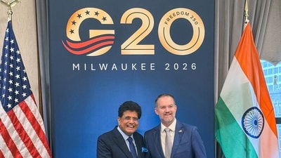 Union Minister of Commerce and Industry Piyush Goyal meets US Trade Representative Jamieson Greer on the sidelines of the G20 Trade Ministers' Meeting, in Milwaukee, Wisconsin, on Wednesday. (@PiyushGoyal X) Union Minister of Commerce and Industry Piyush Goyal meets US Trade Representative Jamieson Greer on the sidelines of the G20 Trade Ministers' Meeting, in Milwaukee, Wisconsin, on Wednesday. (@PiyushGoyal X)
