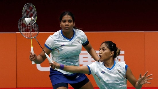 Treesa Jolly and Gayatri Gopichand in action. 