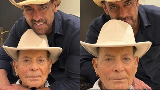 Salman Khan flaunts his sweet bond with father Salim Khan.