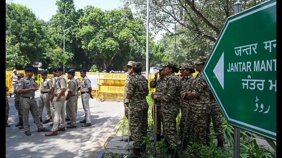 Ramlila Ground, Burari Ground and CBD Ground have been designated as alternative venues for demonstrations after Jantar Mantar was denotified. (HT)
