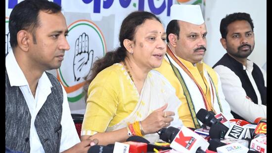 UP Congress chief Aradhana Mishra addressing at a press conference in Lucknow on October 15. (Sourced)