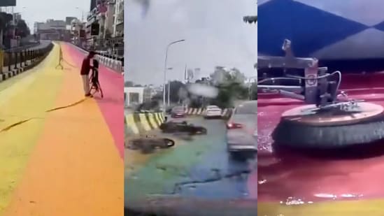 As a precautionary measure, the Asansol administration also removed freshly applied paint from Shaheed Bhagat Singh Mor. (Screengrabs from X/@AITCofficial)