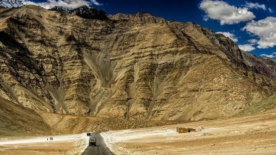 The Magnetic Hill in Leh, Ladakh.