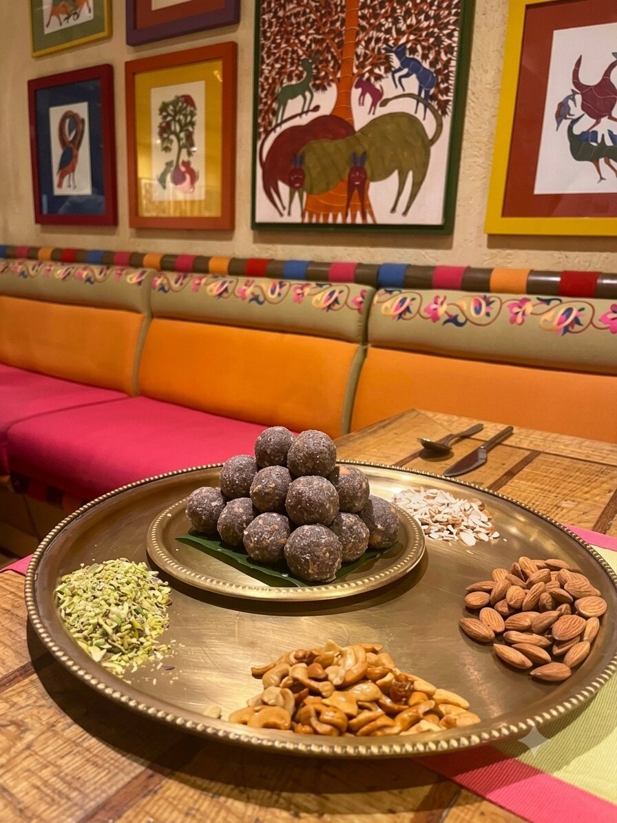 Dryfruit singhare ka ladoo is made with water chestnut flour and works as a wonderful dessert.