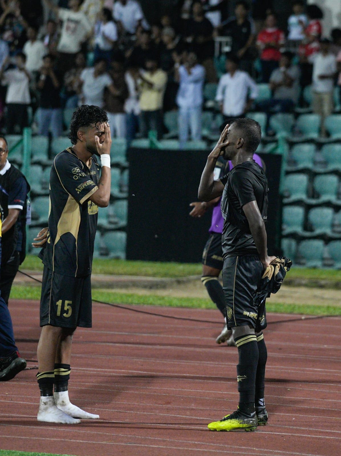 Jithin MS (right) of NorthEast United celebrates after his goal against Mohun Bagan Super Giant. (ISL.) Jithin MS (right) of NorthEast United celebrates after his goal against Mohun Bagan Super Giant. (ISL.)