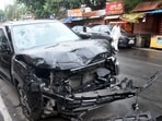 According to police, the incident happened near an inter-college, located close to Navyug Market, when an allegedly speeding Creta driver lost control of the vehicle. (Sakib Ali/HT Photo)