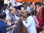 Defence minister Rajnath Singh interacts with people affected by floods in Faizullaganj. on Thursday. (Deepak Gupta/HT Photo) Defence minister Rajnath Singh interacts with people affected by floods in Faizullaganj. on Thursday. (Deepak Gupta/HT Photo)