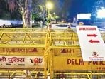 Delhi Police subsequently detained NSUI national president Vinod Jakhar and several others. (HT)