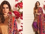 Kriti Sanon dressed in a kurta set from designer Mayyur Girotra, created in collaboration with Swadesh. 