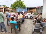 Nighasan forest officials interacting with villagers over safety measures against wild animals. (Sourced)
