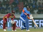 India's Abhishek Sharma plays a shot. India's Abhishek Sharma plays a shot.