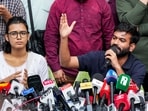CJP protest LIVE: Cockroach Janta Party (CJP) founder Abhijeet Dipke and AISA President Neha Bora during a press conference at the Press Club of India, in New Delhi.