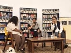 Swati Murmu, Aakriti Mandhwani and Chandrahas Choudhury at the panel discussion titled The Past, Present and Future of Reading and Writing (Akankshya Abismruta)