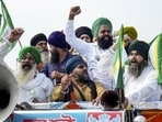 Farmers protesting during the Punjab Bandh called over the murder of anti-drug activist Parvinder Singh Jhota.