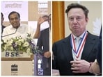 L: Reliance Industries chairman Mukesh Ambani | R: Starlink CEO Elon Musk