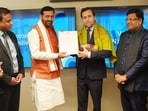 Haryana Chief Minister Nayab Singh Saini invites Benjamin Dousa, Sweden’s Minister for International Development Cooperation and Foreign Trade, to the upcoming Happening Haryana summit during a meeting in Sweden on October 15.