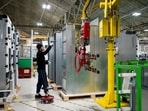 A Schneider Electric production line. Data-center related orders boosted the company’s third-quarter sales.