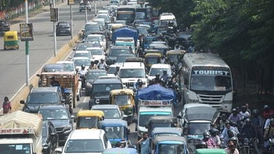The GT Road stretch is a four-lane surface road in Ghaziabad (Sakib Ali / Hindustan Times/ Representative)