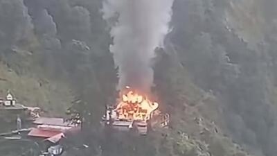 The ancient Adi Badri Maa Bhagwati Temple in Bageshwar suffered extensive damage in a fire early Friday. Officials suspect earthen lamps or an electrical short circuit.