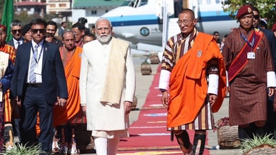 Prime Minister Narendra Modi with Bhutan's PM Tshering Tobgay. (X/@MEAIndia) Prime Minister Narendra Modi with Bhutan's PM Tshering Tobgay. (X/@MEAIndia)