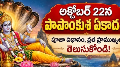 అక్టోబర్ 22న పాపాంకుశ ఏకాదశి.. పూజా విధానం, వ్రత ప్రాముఖ్యత తెలుసుకోండి! (AI) అక్టోబర్ 22న పాపాంకుశ ఏకాదశి.. పూజా విధానం, వ్రత ప్రాముఖ్యత తెలుసుకోండి! (AI)