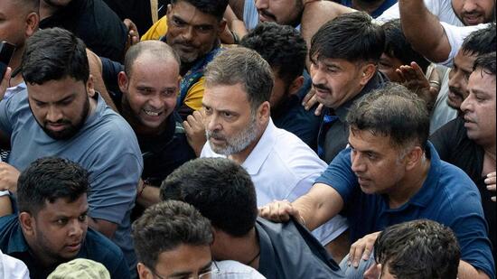 An application seeking an FIR against Rahul Gandhi over a woman journalist’s alleged injury during an Opposition march also seeks preservation of CCTV footage from October 12. (REUTERS)
