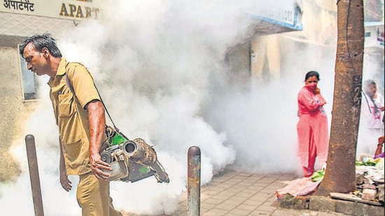 BMC officials said the civic body has already ordered improved pest control operations and increased fogging operations across the city to prevent the spread of vector-borne diseases. (Satish Bate/HT PHOTO)