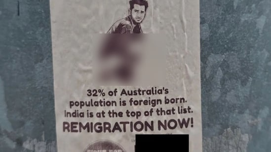 The stickers reportedly depict a man of Indian appearance defecating on a street, alongside the message, "Is this your culture? We don't like it!"