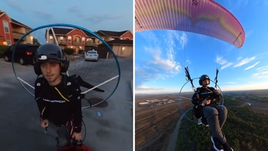 Colorado-based Jake Hutzler flying himself to work. (Instagram/@jacob_hutzler)