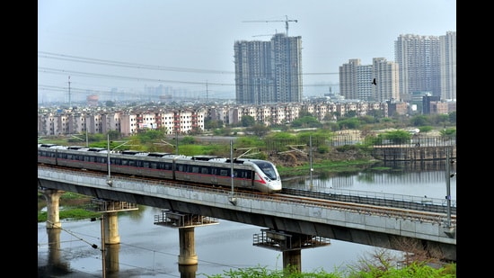 The 63-km corridor, which will connect Gurugram, Faridabad and Greater Noida, will require 77 hectares of land permanently for its alignment, stations, depots and related infrastructure, while another 32 hectares will be needed temporarily for construction depots and casting yards. (HT Archive/representational image)