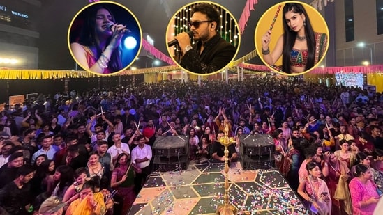 A file pix of Hindustan-Fever dandiya held in city and inset Singers Rehan Ali, Shreya Sharma and DJ Moksh will perform at BBD Academy on October 17