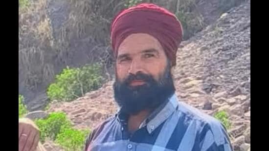 Victim Bikramjit Singh, 40, died at Madi Pannwan village near Sri Hargobindpur in Batala on Thursday evening when a group of 10-15 men attacked him for objecting to drug peddling in his neighbourhood. (HT Photo)
