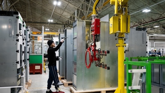 A Schneider Electric production line. Data-center related orders boosted the company’s third-quarter sales.