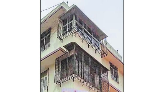 Ram Mansion is a three-storey residential building located on a 708 square-metre private plot next to the temple (HT PHOTO)