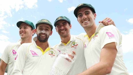 The quartet of Josh Hazlewood, Nathan Lyon, Mitchell Starc and Pat Cummins. (AFP)