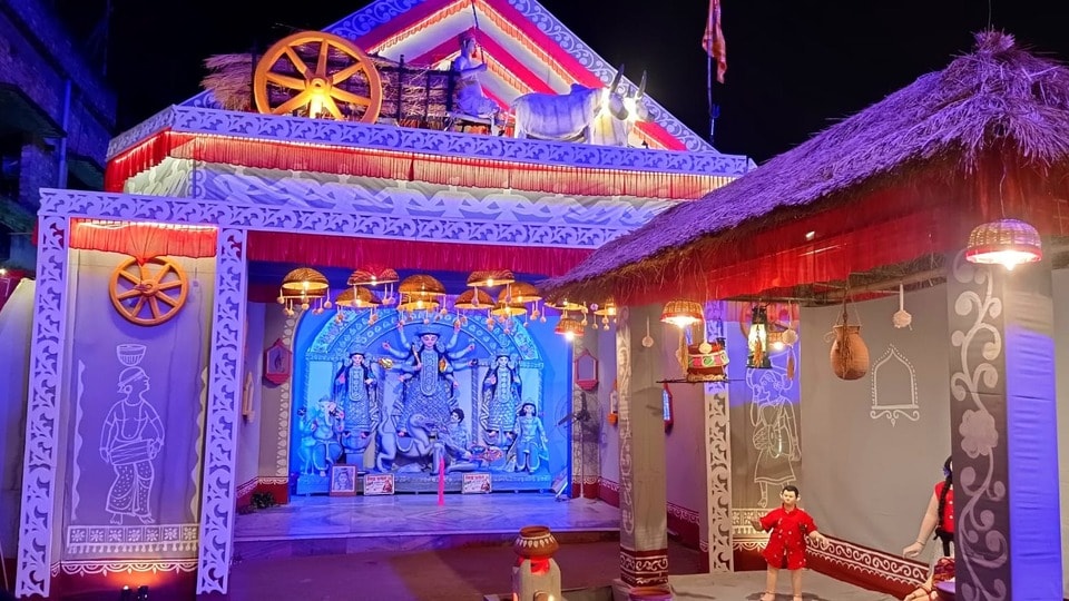 হাওড়ার দুর্গাপুজোর থিমে নবান্ন।