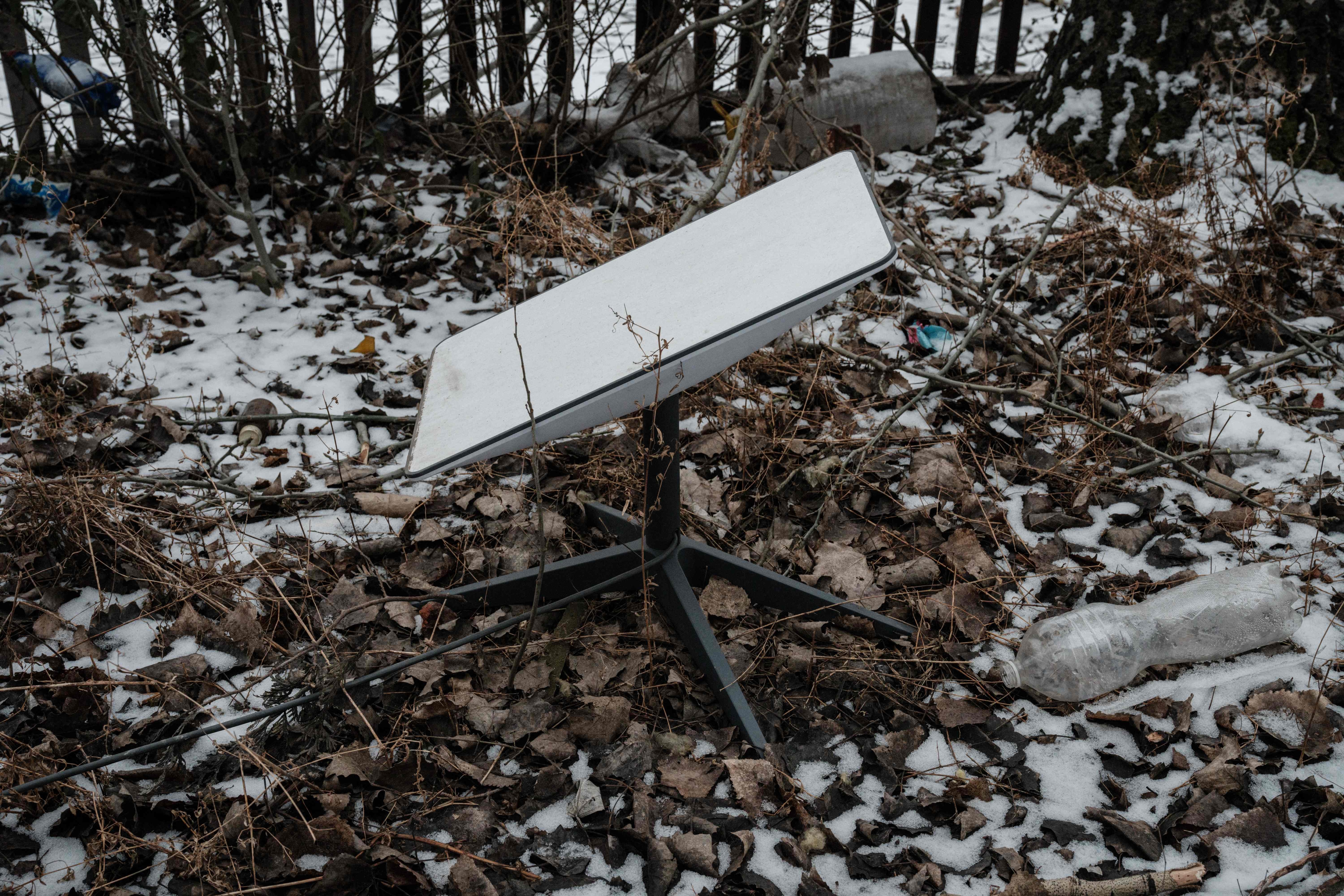 A Starlink satellite-based broadband system used by Ukrainian servicemen is seen in Bakhmut. (AFP Photo) A Starlink satellite-based broadband system used by Ukrainian servicemen is seen in Bakhmut. (AFP Photo)