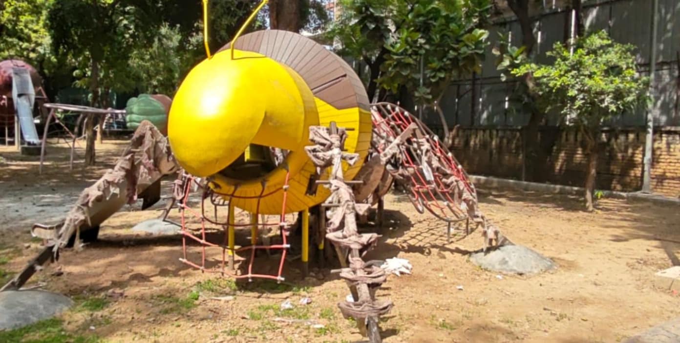 The insect park, for instance, features installations themed around various insects such as a Spider Rope Climber. (HT Photo) The insect park, for instance, features installations themed around various insects such as a Spider Rope Climber. (HT Photo)