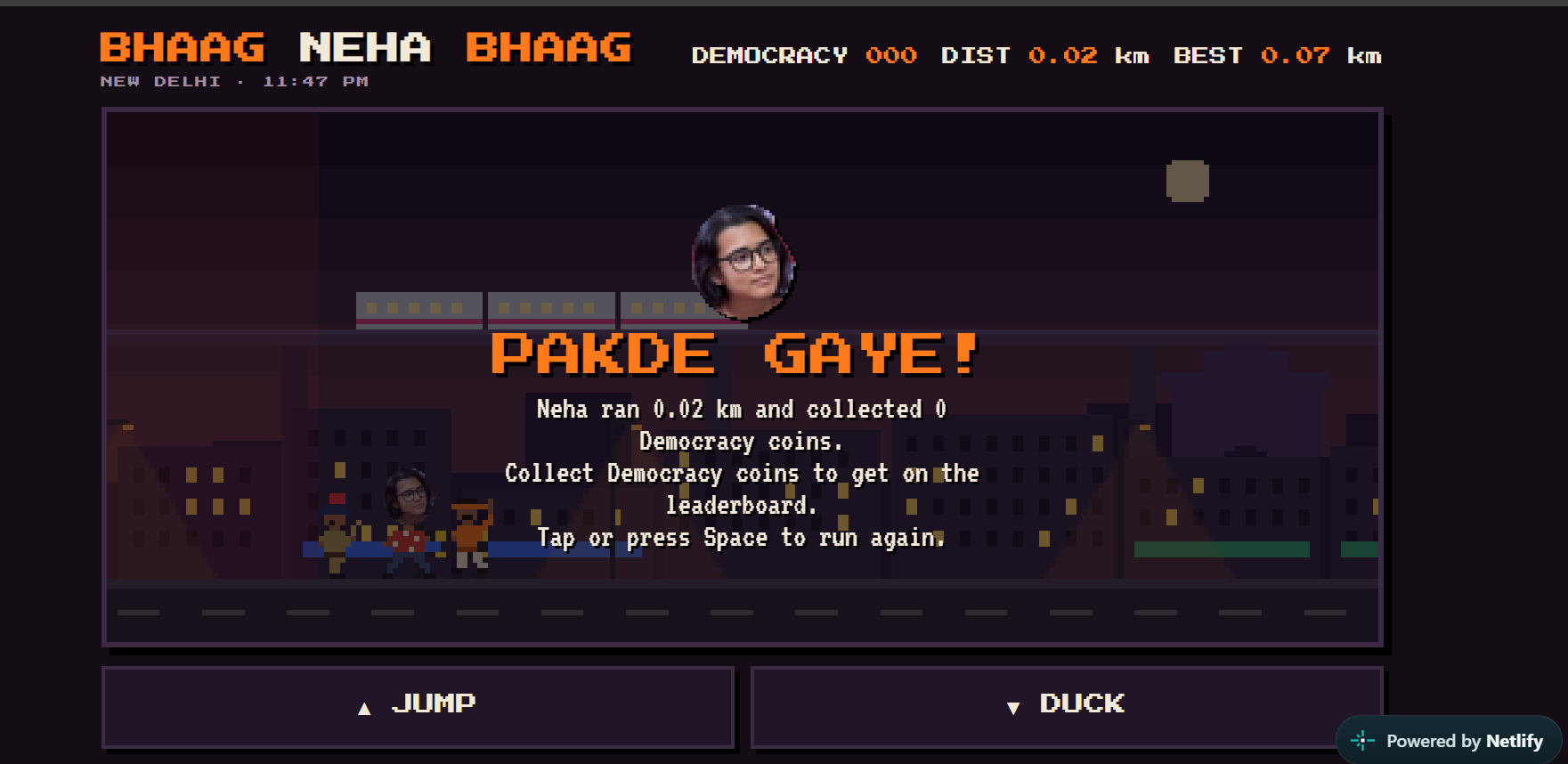 Inspired by the protests is ‘Bhaag Neha Bhaag’, created by 30-year-old screenwriter and filmmaker Anav Nayar. (bhaagnehabhaag.netlify.app) Inspired by the protests is ‘Bhaag Neha Bhaag’, created by 30-year-old screenwriter and filmmaker Anav Nayar. (bhaagnehabhaag.netlify.app)