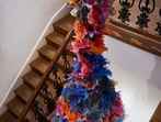 An Aaditi Joshi installation from 2018, of painted and treated plastic bags, acrylic and wood. (Photo by Ashish Chandra, courtesy TARQ)