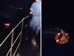A woman being rescued in Greece. 