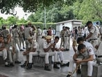 Heavy security deployment continued across central Delhi on Saturday (AFP)
