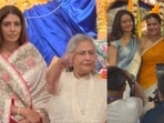 Jaya Bachchan and daughter Shweta Bachchan at Durga Puja celebration with Kajol.