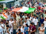 Protesters carried the Tricolour and raised slogans against the Chief Election Commissioner around Connaught Place, Mandi House and nearby roads.