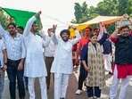 **EDS: THIRD PARTY IMAGE** In this image posted on Oct. 16, 2026, Aam Aadmi Party (AAP) MLAs Sanjeev Jha and Kuldeep Kumar and others take out 'Tiranga March', in New Delhi. (@AAPDelhi/X via PTI Photo) (PTI10_16_2026_000228B)