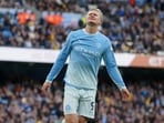 Manchester City's Erling Haaland reacts. 