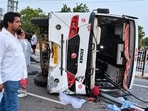 The police said around 60 passengers were travelling in the bus when the accident occurred. Passengers have alleged negligence by the driver. (HT File)