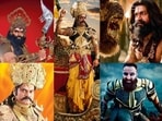 (Clockwise from top left) Nikitin Dheer, Arvind Trivedi, Yash, NT Rama Rao, Rajniesh Duggal, Saif Ali Khan and Akhilendra Mishra in the role of Ravana