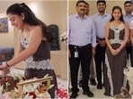 Radhika Merchant celebrated her birthday in a black-and-white polka-dot lace dress.