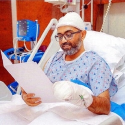 File photo of flydubai pilot Captain Smit Machchhar reading an official letter from Israeli President Isaac Herzog, expressing gratitude for his courage during an emergency midair situation on Sept. 30, 2026. 